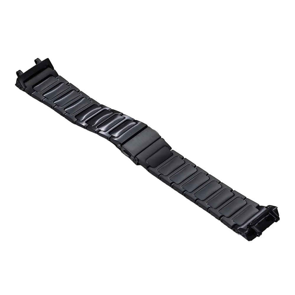 For Huami Amazfit T-Rex Pro Replacement Strap H-Link Stainless Steel Watch Band - Black - 1