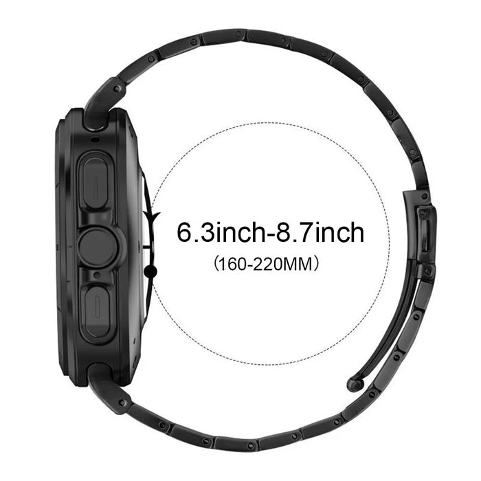 For Huami Amazfit T-Rex Pro Replacement Strap H-Link Stainless Steel Watch Band - Black - 5