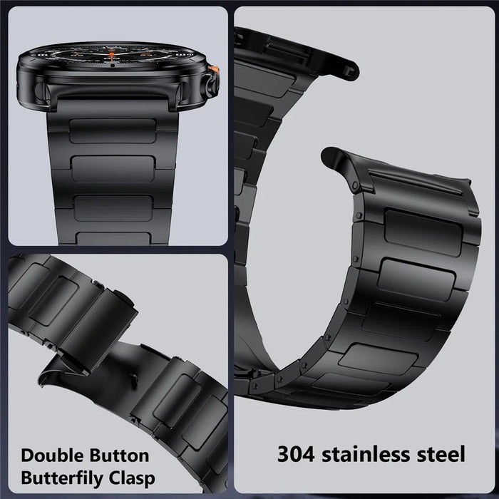 For Huami Amazfit T-Rex 2 Replacement Strap H-Link Stainless Steel Watch Band - Black - 2