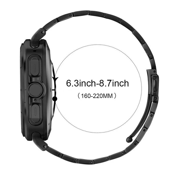 For Huami Amazfit T-Rex 2 Replacement Strap H-Link Stainless Steel Watch Band - Black - 5