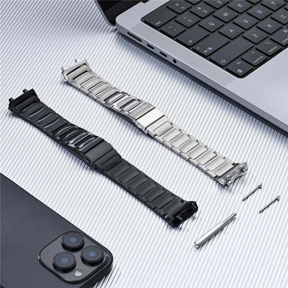 For Huami Amazfit T-Rex 3 Titanium Alloy Watch Strap Replacement Wrist Band - Silver - 4