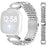 For Fitbit Versa 3 / Sense Watch Band Seven Bead Stainless Steel Strap with Rhinestone Ox Horn Style Connector - Silver - 1