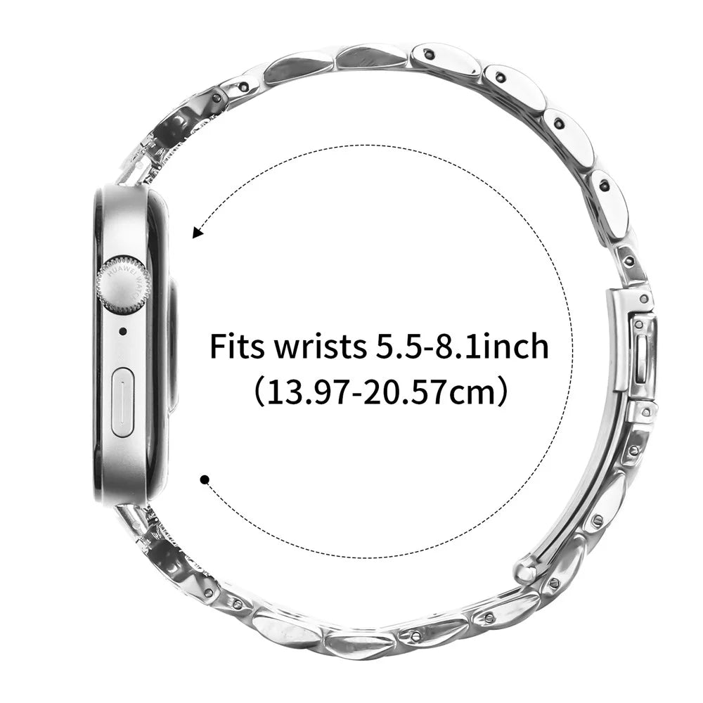 Watch Band for Huawei Watch Fit 4 Pro / Fit 4 / Fit 3 Seven Bead Stainless Steel Strap with Rhinestone Ox Horn Style Connector - Silver - 7