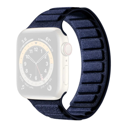 Suede Leather Magnetic Strap for Apple Watch Series 11 10 42mm  /  9 8 7 41mm  /  SE3 SE2 SE 6 5 4 40mm  /  3 2 1 38mm Square Design Watch Band - Navy Blue - 1