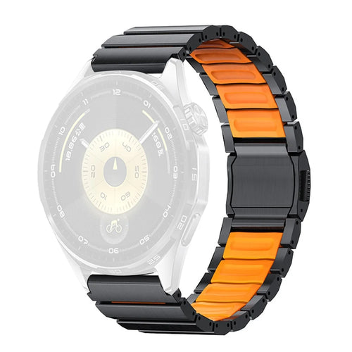 22mm Titanium Alloy + Silicone Strap for Huawei Watch GT 6 / 5 / 5 Pro 46mm Watch Band Magnetic Buckle - Black / Orange - 1