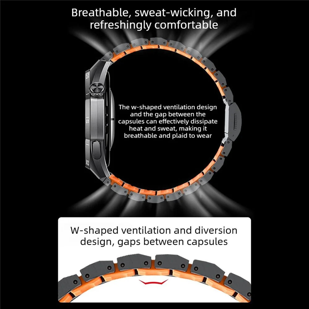 22mm Titanium Alloy + Silicone Strap for Huawei Watch GT 6 / 5 / 5 Pro 46mm Watch Band Magnetic Buckle - Black / Orange - 6