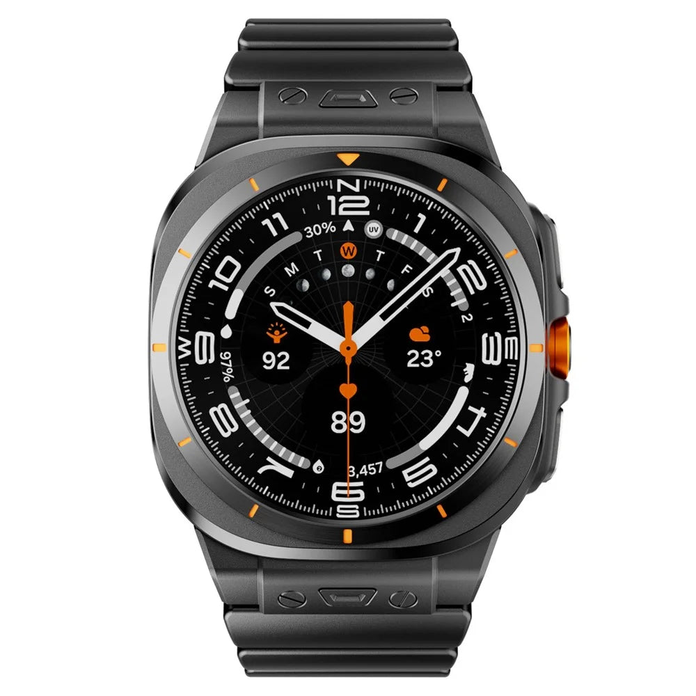 Stainless Steel + Silicone Strap for Samsung Galaxy Watch Ultra2 47mm / Watch Ultra (2025) 47mm / Watch Ultra 47mm Watch Band Magnetic Buckle - Black / Orange - 3