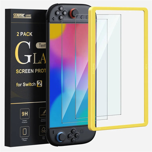 2Pcs For Nintendo Switch 2 Screen Protector Anti Fingerprint HD 9H Explosion-Proof Tempered Glass Film with Alignment Frame - 1