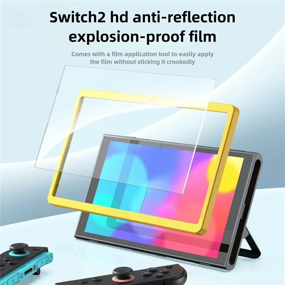 2Pcs For Nintendo Switch 2 Screen Protector Anti Fingerprint HD 9H Explosion-Proof Tempered Glass Film with Alignment Frame - 4