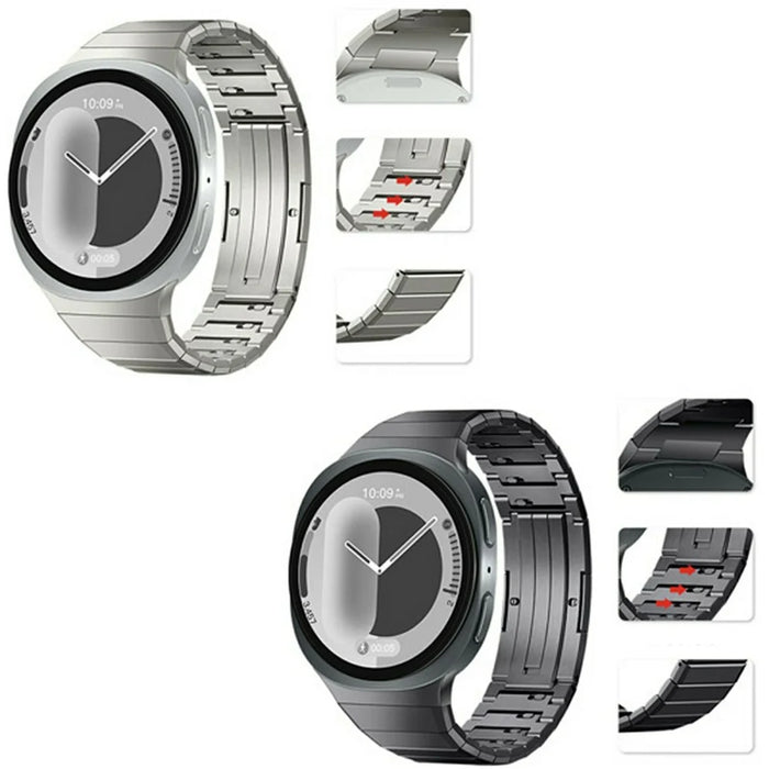 Titanium Watch Band for Samsung Galaxy Watch8 Classic 46mm / Watch8 44mm / 40mm Single Bead Metal Strap with Butterfly Clasp - Black - 3