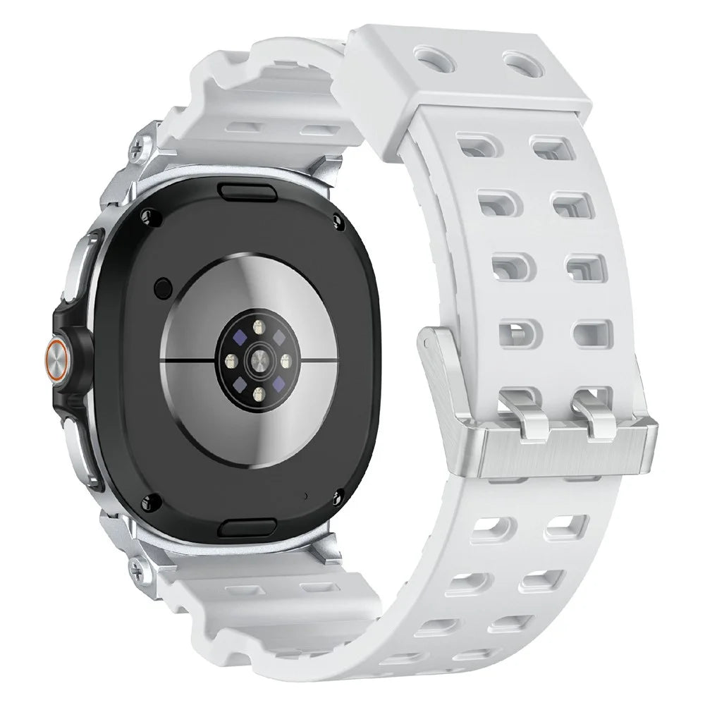Double-Hole Breathable Strap for Samsung Galaxy Watch8 Classic 46mm / Watch8 40mm / 44mm Silicone Watch Band - White - 1