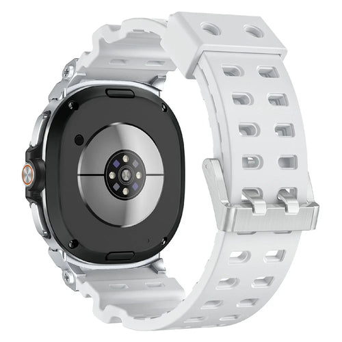 Double-Hole Breathable Strap for Samsung Galaxy Watch8 Classic 46mm / Watch8 40mm / 44mm Silicone Watch Band - White - 1