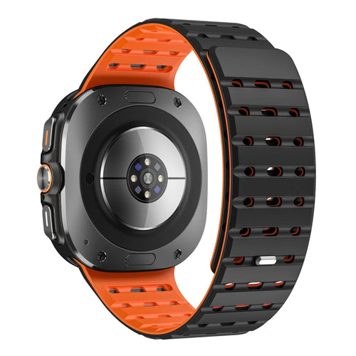 Watch Strap for Samsung Galaxy Watch Ultra2 47mm / Watch Ultra (2025) 47mm / Watch Ultra 47mm / Watch6 Classic 47mm Breathable Silicone Watchband - Black+Orange - 1