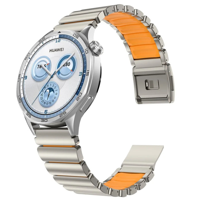 22mm Magnetic Clasp Watch Band for Huawei Watch GT 6 / 6 Pro / 5 / 5 Pro / 4 / 3 / 2 46mm Quick Release Titanium Alloy Wrist Strap - Titanium / Orange - 2