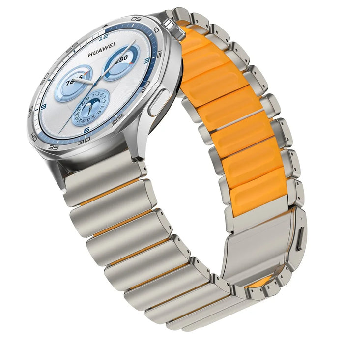 22mm Magnetic Clasp Watch Band for Huawei Watch GT 6 / 6 Pro / 5 / 5 Pro / 4 / 3 / 2 46mm Quick Release Titanium Alloy Wrist Strap - Titanium / Orange - 3