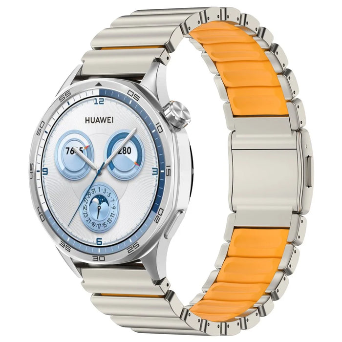 22mm Magnetic Clasp Watch Band for Huawei Watch GT 6 / 6 Pro / 5 / 5 Pro / 4 / 3 / 2 46mm Quick Release Titanium Alloy Wrist Strap - Titanium / Orange - 4