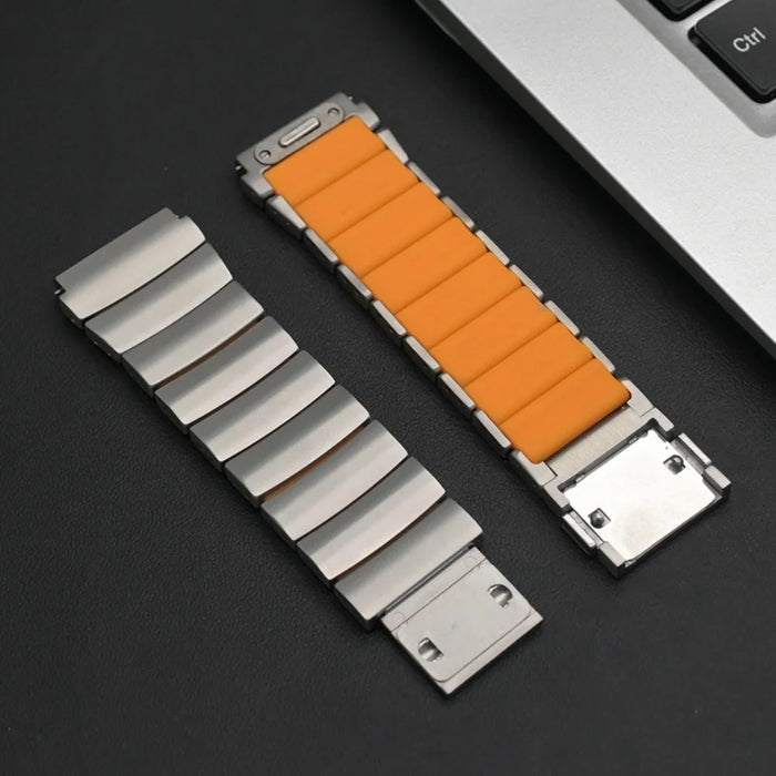 22mm Magnetic Clasp Watch Band for Huawei Watch GT 6 / 6 Pro / 5 / 5 Pro / 4 / 3 / 2 46mm Quick Release Titanium Alloy Wrist Strap - Titanium / Orange - 6