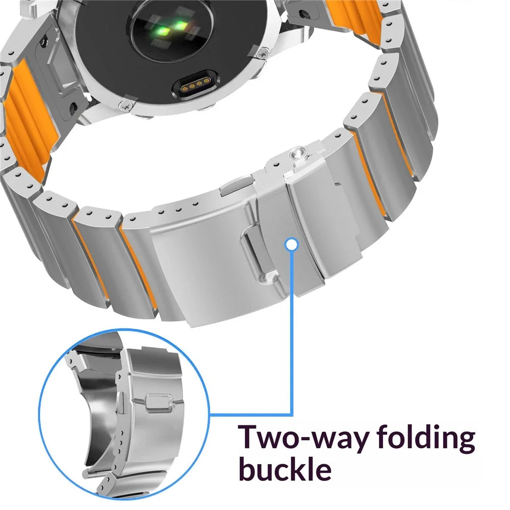 Folding Clasp Watch Band for Apple Watch Ultra 3 2 1 49mm  /  Series 11 10 46mm  /  9 8 7 45mm  /  SE3 SE2 SE 6 5 4 44mm  /  3 2 1 42mm Quick Release Titanium Alloy Wrist Strap - Black / Orange - 5