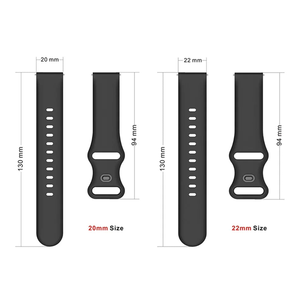 Butterfly Clasp Soft Silicone Watch Band Strap 20mm for Samsung Galaxy Watch4 Classic 46mm 42mm/Galaxy Watch4 44mm 40mm/Amazfit GTS 2E - Black - 7