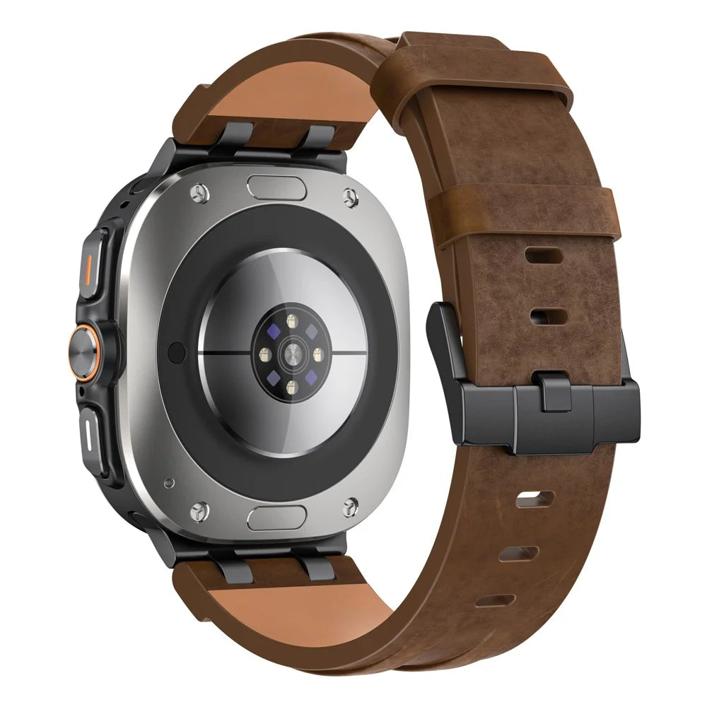 Crazy Horse Texture PU Watch Band for Samsung Galaxy Watch Ultra2 47mm / Watch Ultra (2025) 47mm / Watch Ultra 47mm / 6 Classic 47mm Retro Style Replacement Strap - Bronze - 1