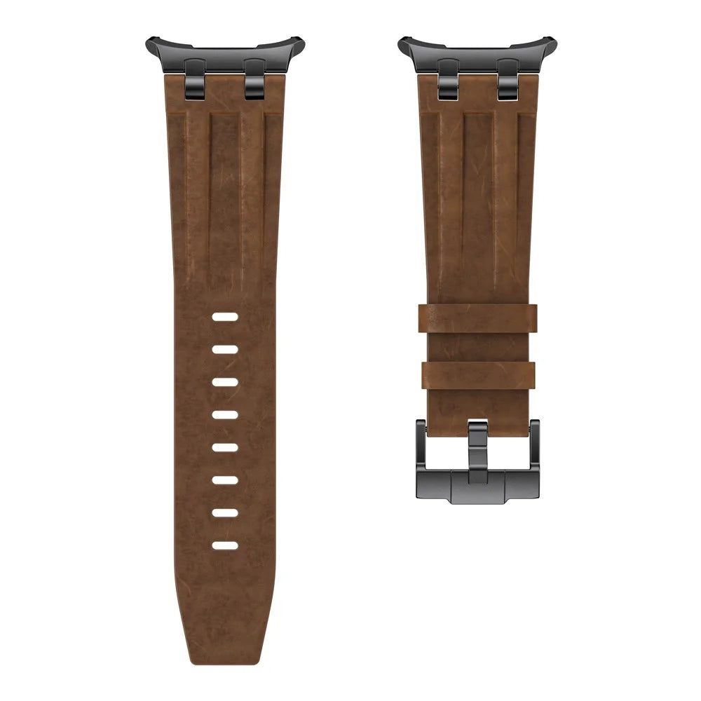 Crazy Horse Texture PU Watch Band for Samsung Galaxy Watch Ultra2 47mm / Watch Ultra (2025) 47mm / Watch Ultra 47mm / 6 Classic 47mm Retro Style Replacement Strap - Bronze - 4