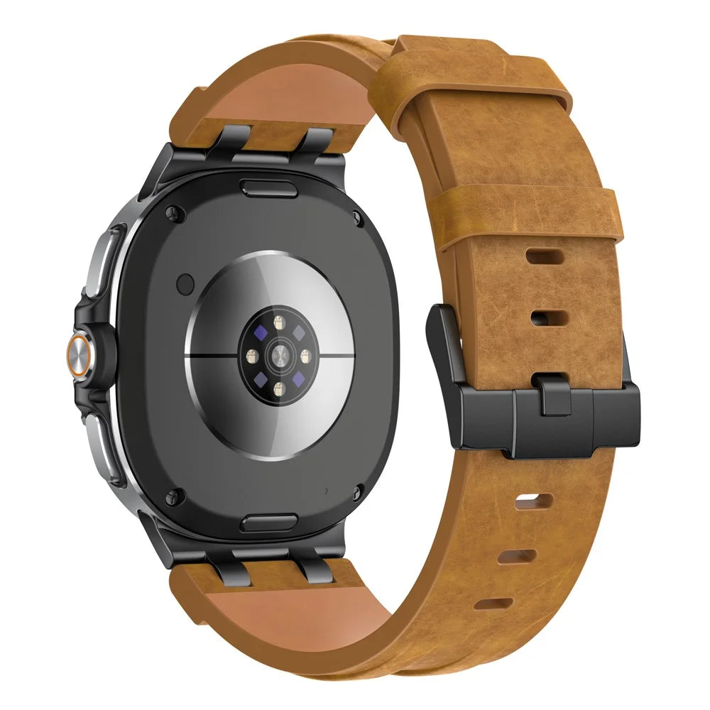 Crazy Horse Texture PU Watch Band for Samsung Galaxy Watch8 Classic 46mm / 8 44mm 40mm Retro Style Replacement Strap - Brown - 1