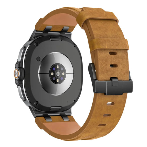 Crazy Horse Texture PU Watch Band for Samsung Galaxy Watch8 Classic 46mm / 8 44mm 40mm Retro Style Replacement Strap - Brown - 1
