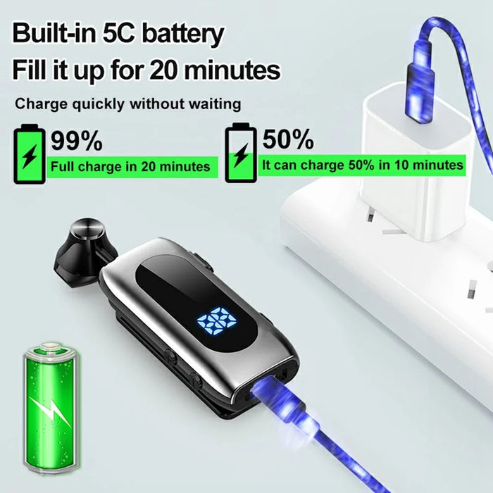 K55 Mono Bluetooth-Compatible Headset Wireless Vibration Business Clip On Telescoping Cable Semi In Ear Earphone - Grey - 3