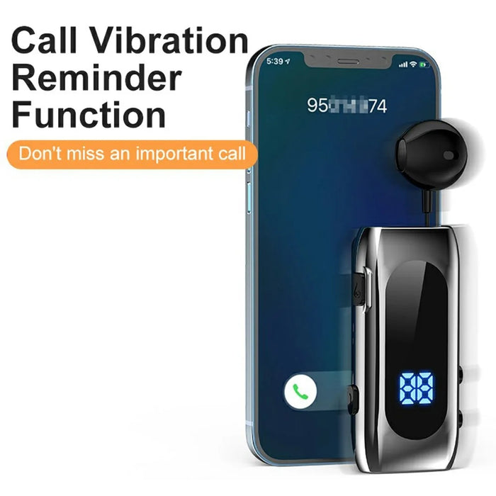 K55 Mono Bluetooth-Compatible Headset Wireless Vibration Business Clip On Telescoping Cable Semi In Ear Earphone - Grey - 4
