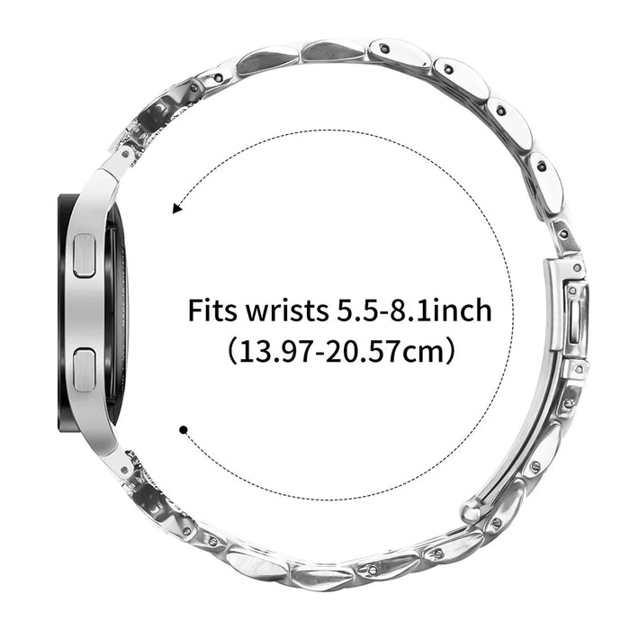 Watch Band For Samsung Galaxy Watch6 Classic 47mm  /  43mm  /  Watch6 44mm  /  40mm 7-Bead Stainless Steel Strap with Rhinestone Ox Horn Style Professional Connector - Silver - 6