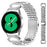 For Samsung Galaxy Watch7 44mm  /  40mm Watch Band Seven Bead Stainless Steel Strap with Rhinestone Ox Horn Style Connector - Silver - 1