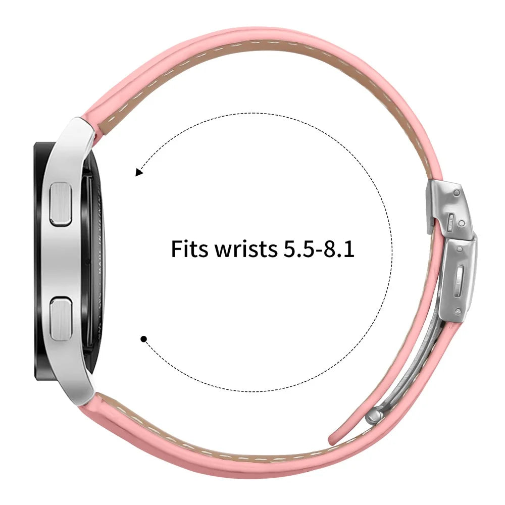 Wrist Strap For Huami Amazfit Active Max Genuine Leather Watch Band with Silver Connector Turtle Back Buckle - Pink - 6