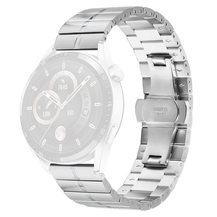 For Huami Amazfit Active Max Stainless Steel Strap Butterfly Buckle Replacement Wrist Band - Silver - 1