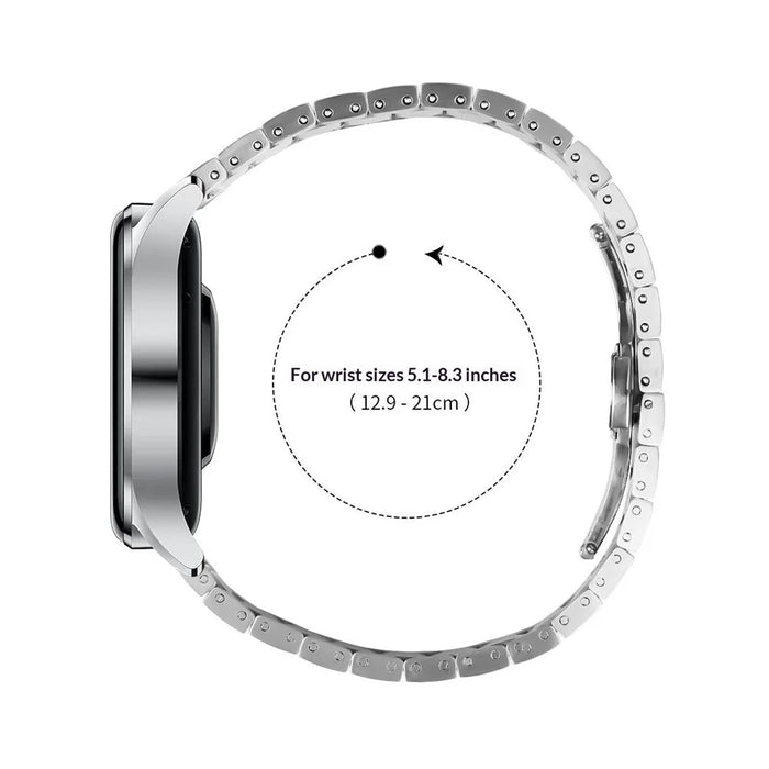For Huami Amazfit Active Max Stainless Steel Strap Butterfly Buckle Replacement Wrist Band - Silver - 7