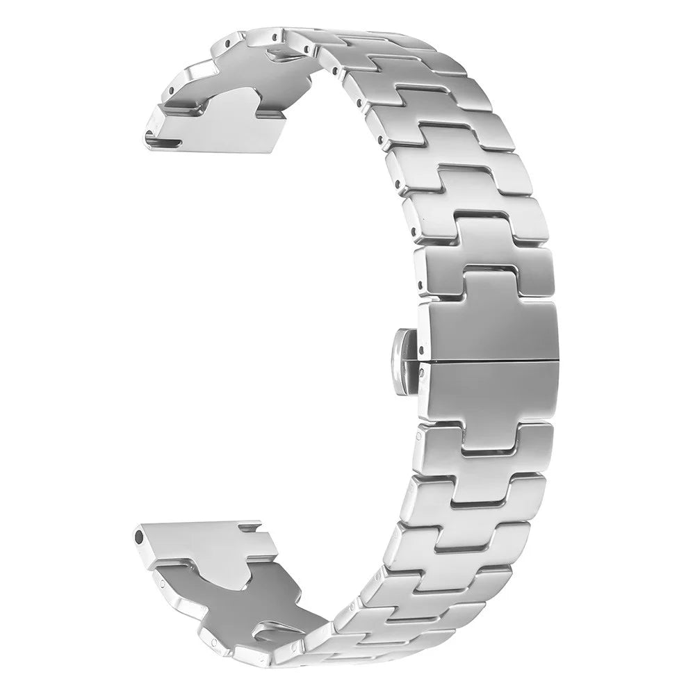 For Huami Amazfit Active Max Strap X Shape Link Stainless Steel Butterfly Clasp Watch Band - Silver - 1
