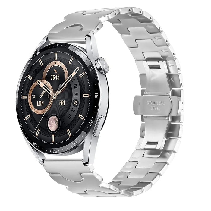 For Huami Amazfit Active Max Strap X Shape Link Stainless Steel Butterfly Clasp Watch Band - Silver - 3
