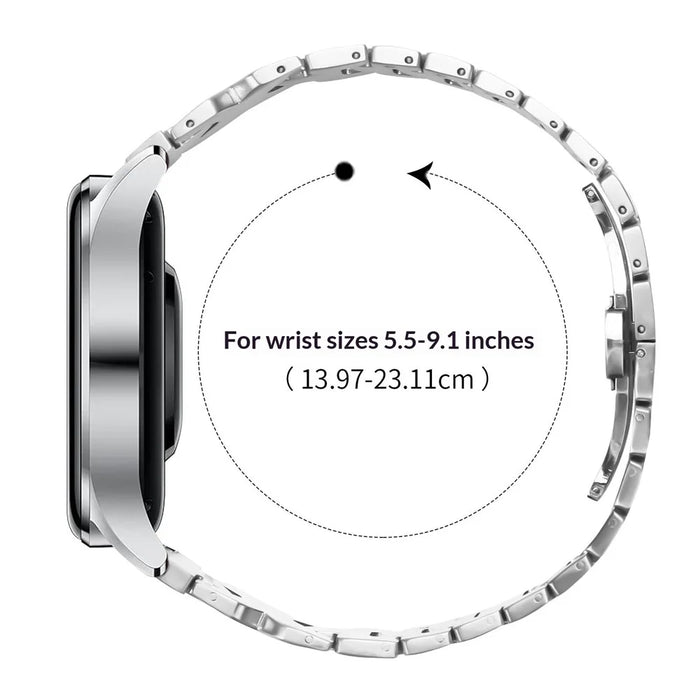 For Huami Amazfit Active Max Strap X Shape Link Stainless Steel Butterfly Clasp Watch Band - Silver - 7
