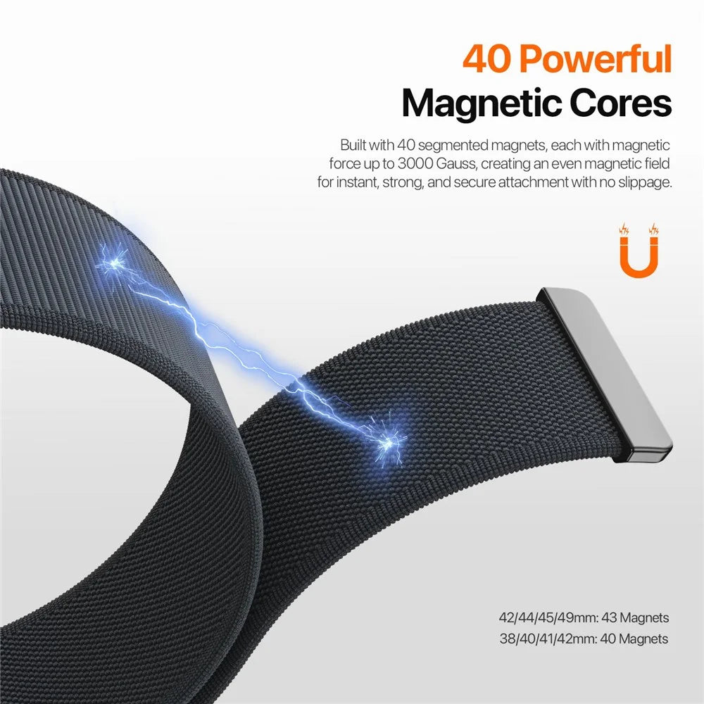 DUX DUCIS YM Series Magnetic Strap for Apple Watch Ultra 3 2 1 49mm / Series 11 10 46mm / 9 8 7 45mm / SE3 SE2 SE 6 5 4 44mm / 3 2 1 42mm Magnetic Wrist Band - Black - 5