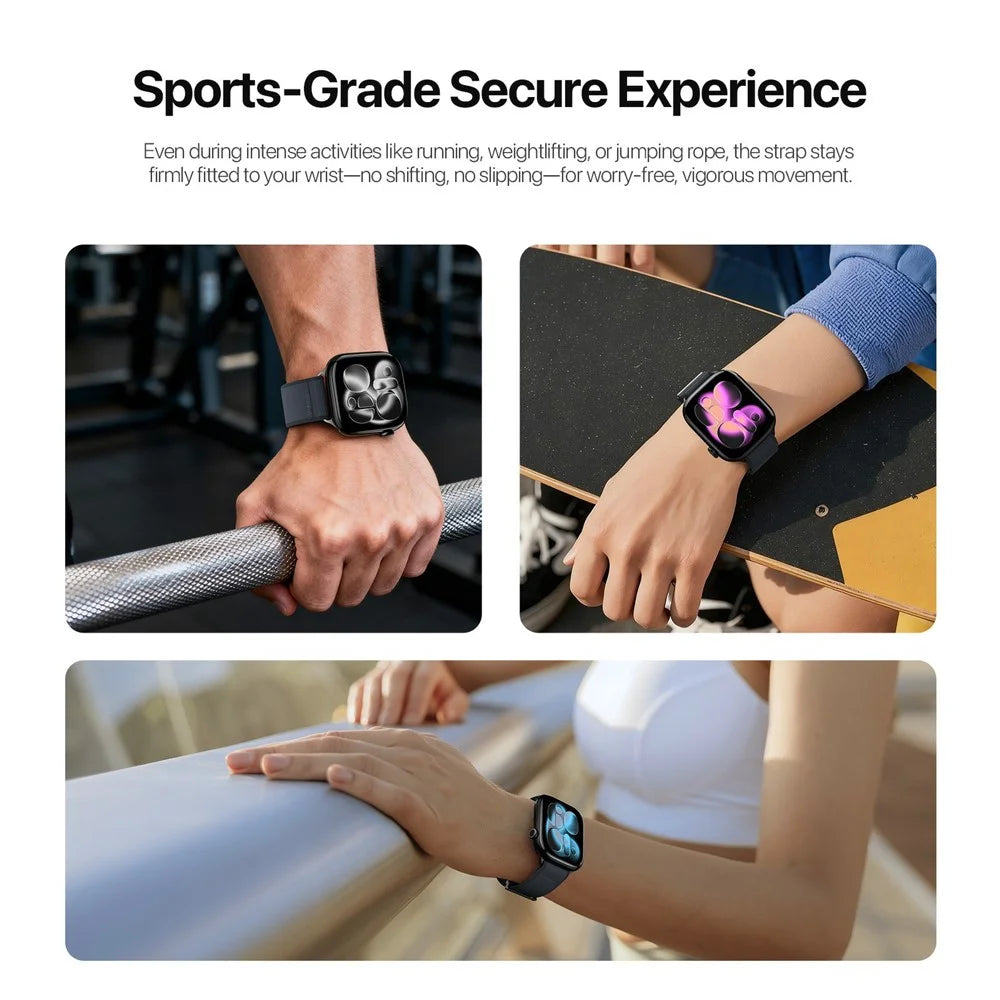 DUX DUCIS YM Series Magnetic Strap for Apple Watch Ultra 3 2 1 49mm / Series 11 10 46mm / 9 8 7 45mm / SE3 SE2 SE 6 5 4 44mm / 3 2 1 42mm Magnetic Wrist Band - Black - 7