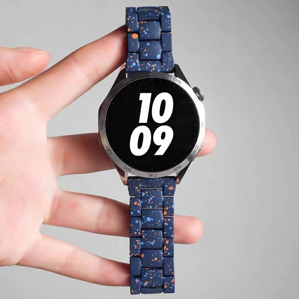 22mm Splash-Ink Design Strap for Huawei Watch GT 6 46mm / GT 5 Pro 46mm / GT 5 46mm Replacement PC Watch Band - Blue - 2