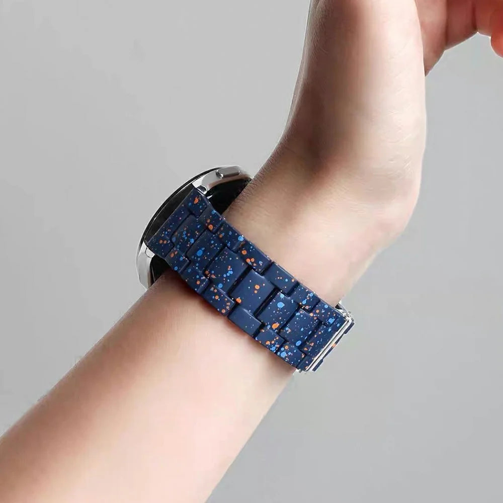 22mm Splash-Ink Design Strap for Huawei Watch GT 6 46mm / GT 5 Pro 46mm / GT 5 46mm Replacement PC Watch Band - Blue - 3