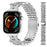 For Huawei Watch Fit 3 Watch Band Stainless Steel Strap with Rhinestone Decor M-Shaped Connector - Silver - 3