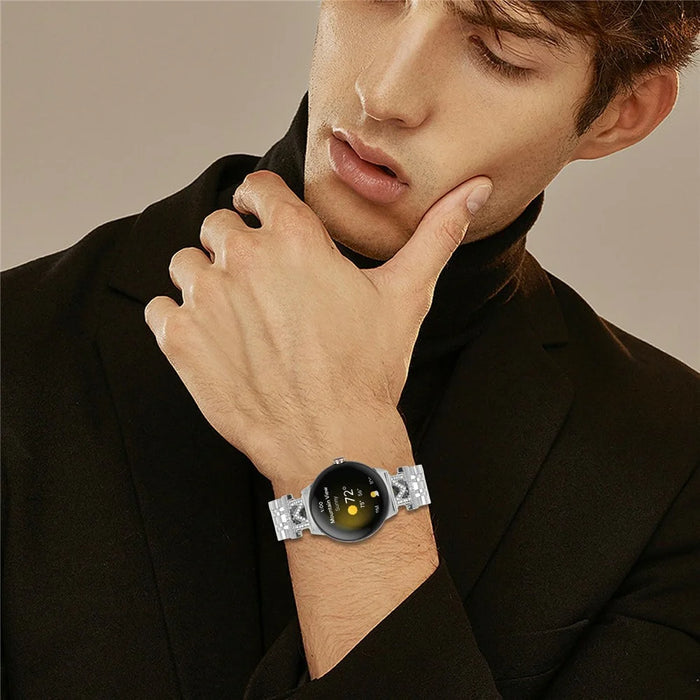Watch Band for for Google Pixel Watch 4 41mm / Watch 3 41mm / Watch 2 / Watch Stainless Steel Strap with Rhinestone Decor M-Shaped Connector - Silver - 4
