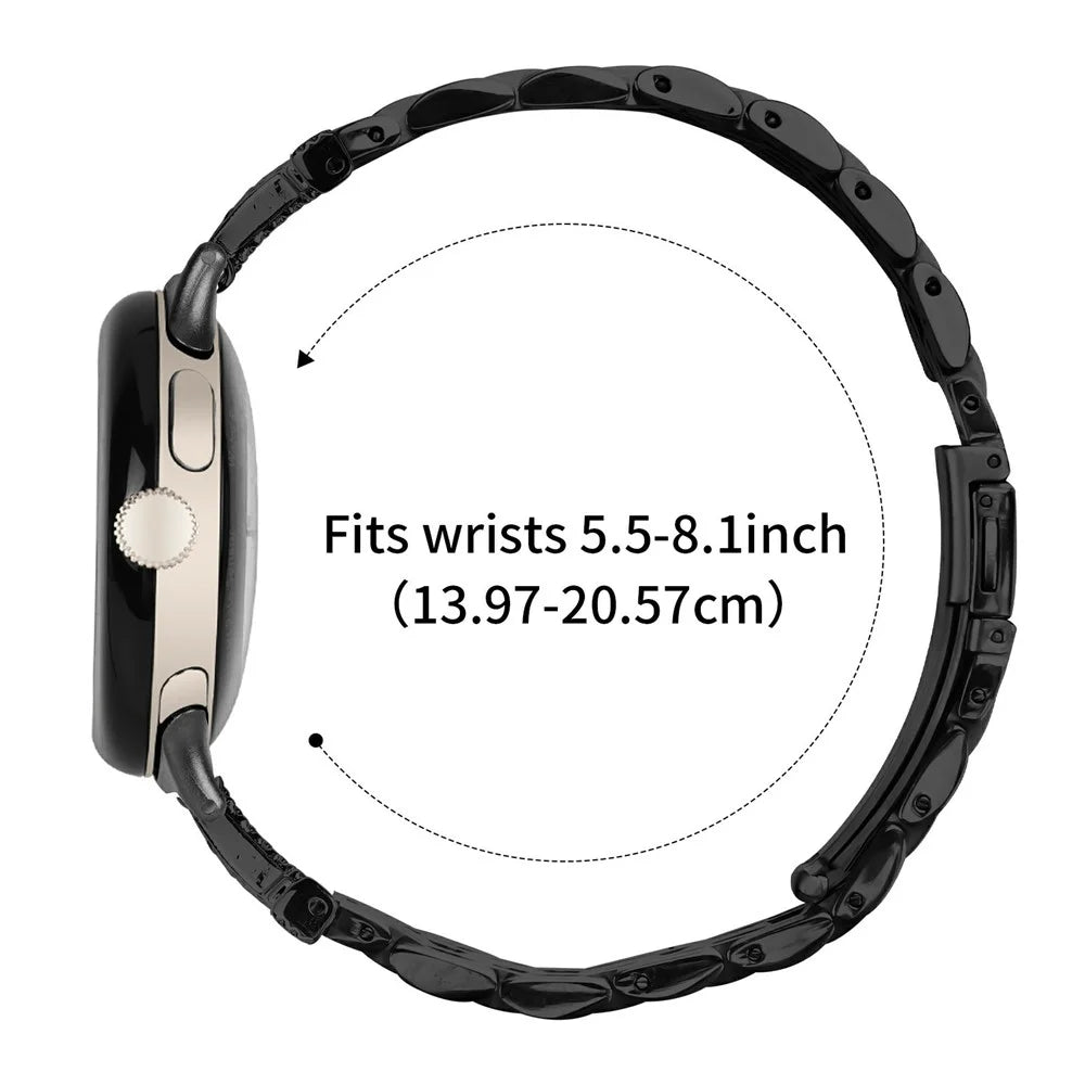 Watch Band for Google Pixel Watch 4 41mm / Watch 3 41mm / Watch 2 / Watch Stainless Steel Metal Strap with M Shape Connector Rhinestone Decor - Black - 7