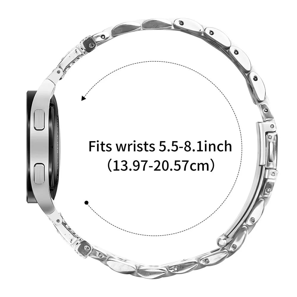 Stainless Steel Strap For Samsung Galaxy Watch5  /  Watch4 Watch Band with Quick Release M-Shaped Connector Rhinestones Decor - Silver - 7