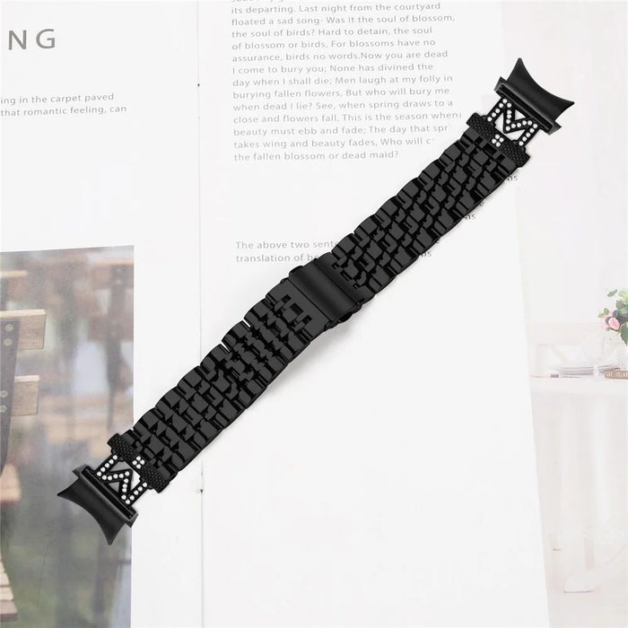 Stainless Steel Band For Samsung Galaxy Watch5  /  Watch4 Watchband with Quick Release M-Shaped Connector Rhinestone Decor - Black - 3