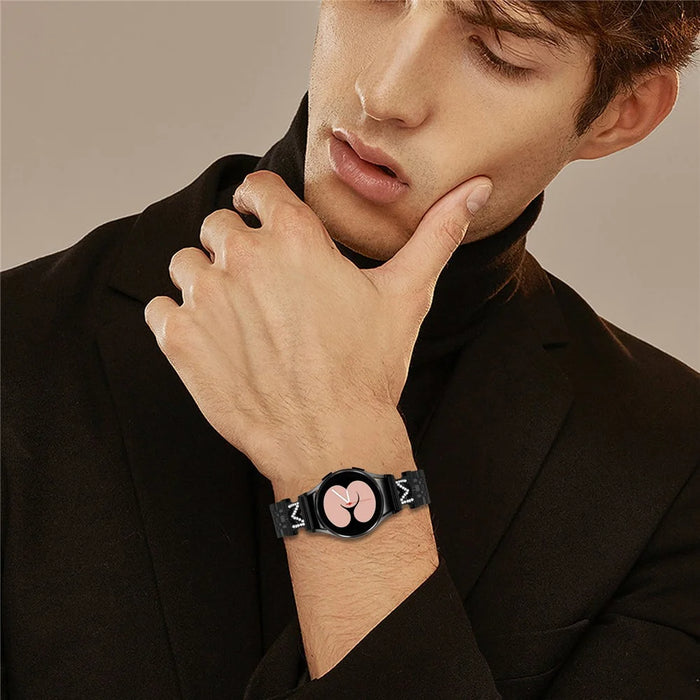 Stainless Steel Band For Samsung Galaxy Watch5  /  Watch4 Watchband with Quick Release M-Shaped Connector Rhinestone Decor - Black - 4