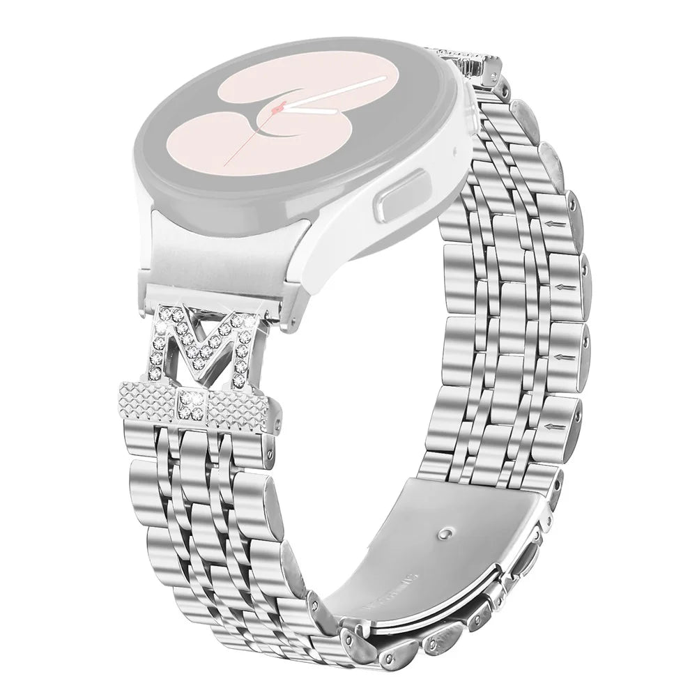 Stainless Steel Strap For Samsung Galaxy Watch6 Classic  /  Watch6 Watch Band with Quick Release M-Shaped Connector Rhinestones Decor - Silver - 1