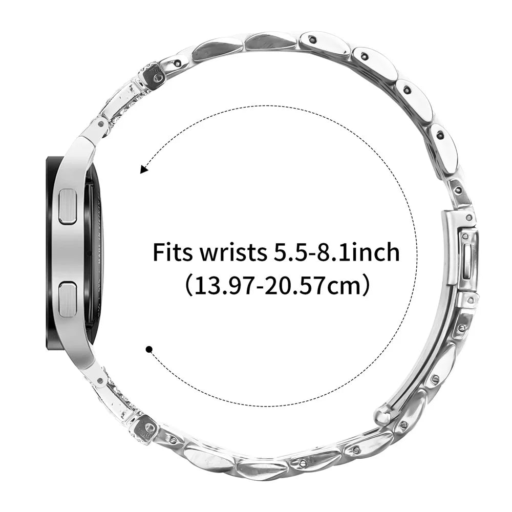 Stainless Steel Strap For Samsung Galaxy Watch6 Classic  /  Watch6 Watch Band with Quick Release M-Shaped Connector Rhinestones Decor - Silver - 6
