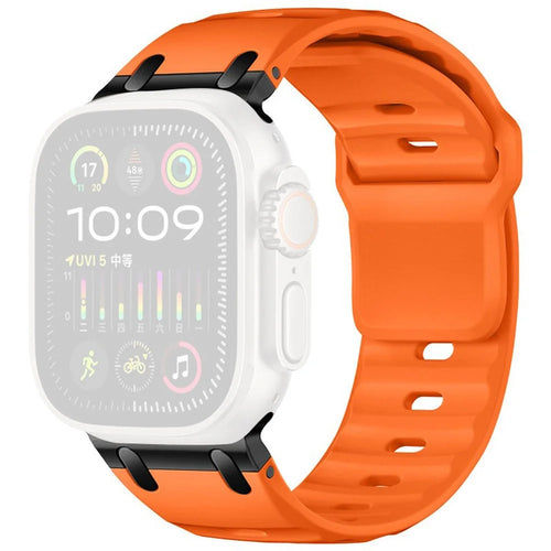 Silicone Strap for Apple Watch Ultra 3 2 1 49mm  /  Series 11 10 46mm  /  9 8 7 45mm  /  SE3 SE2 SE 6 5 4 44mm  /  3 2 1 42mm Waterproof Watchband - Orange - 1